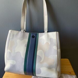 Dagne Dover Allyn Small Gray Haze Camo Tote Pebbled Leather